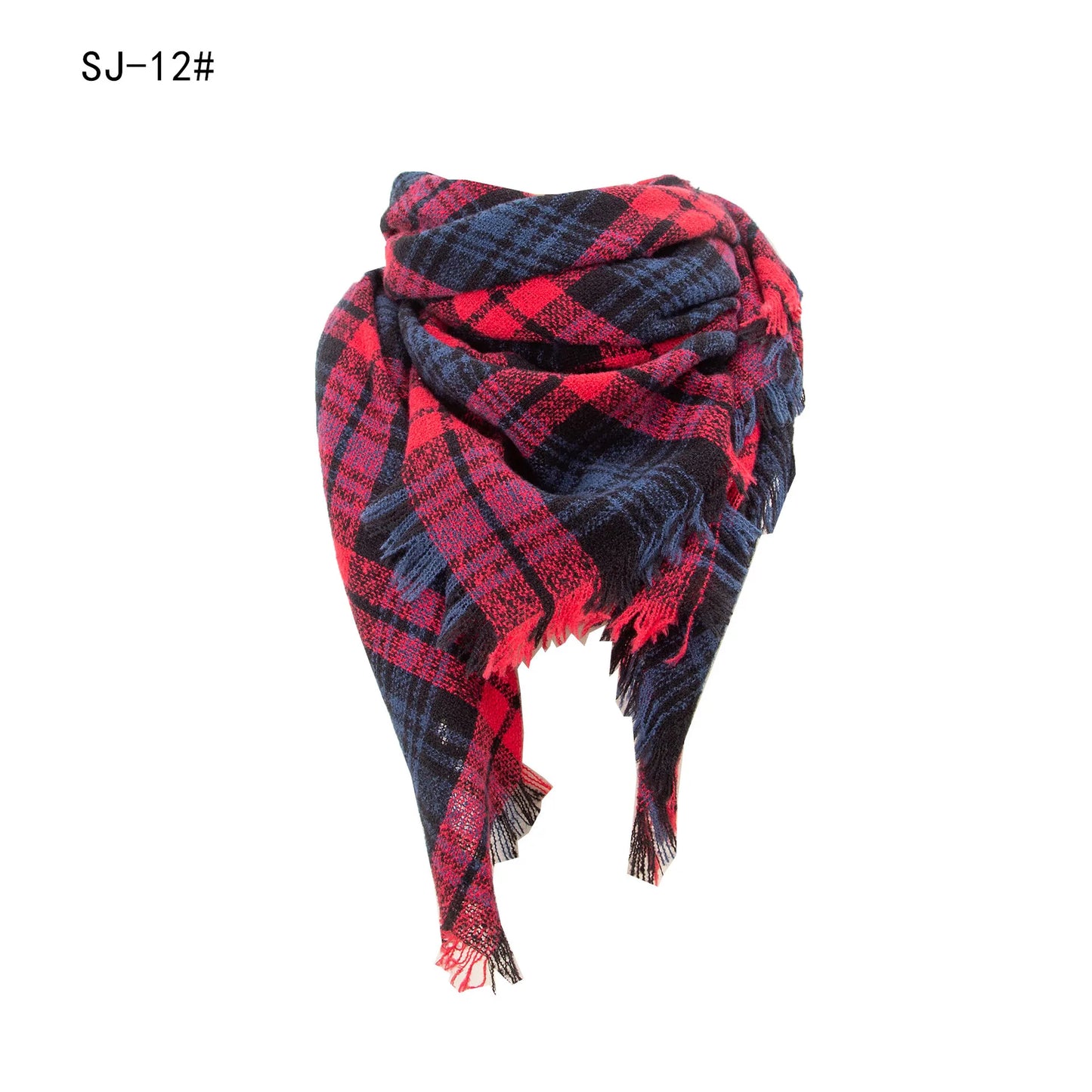 SENAIFEI Women's Triangle Knit Scarf Plaid Pashmina Shawl Wrap