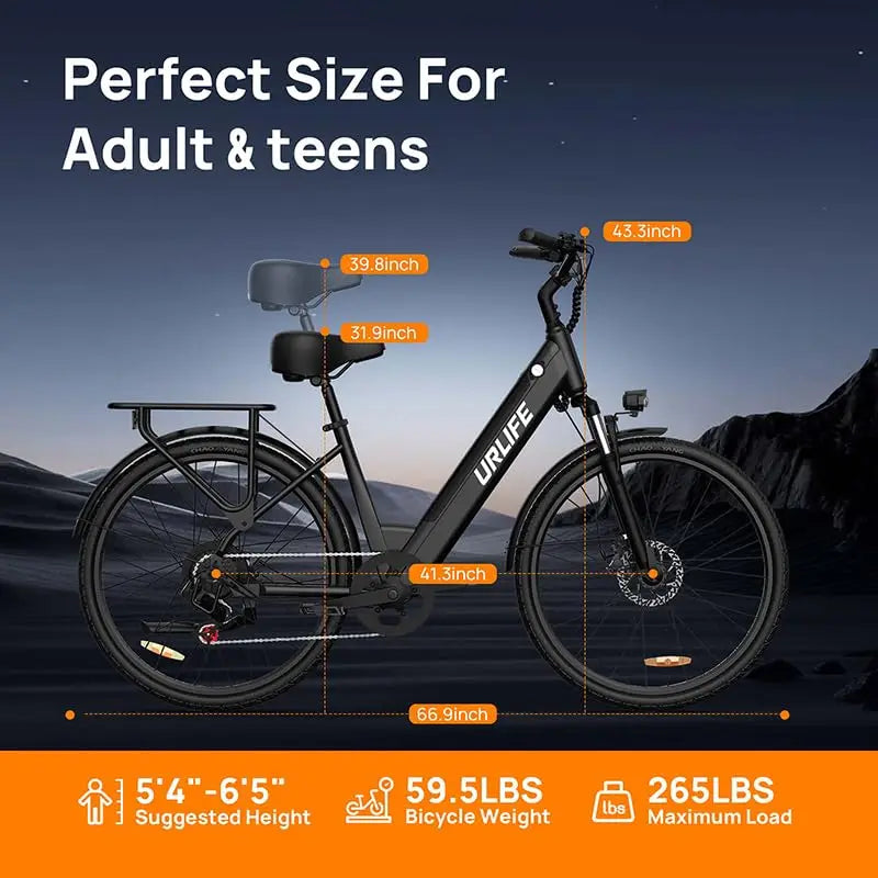 Urlife 750W Electric Commuter Bike With Removable Battery
