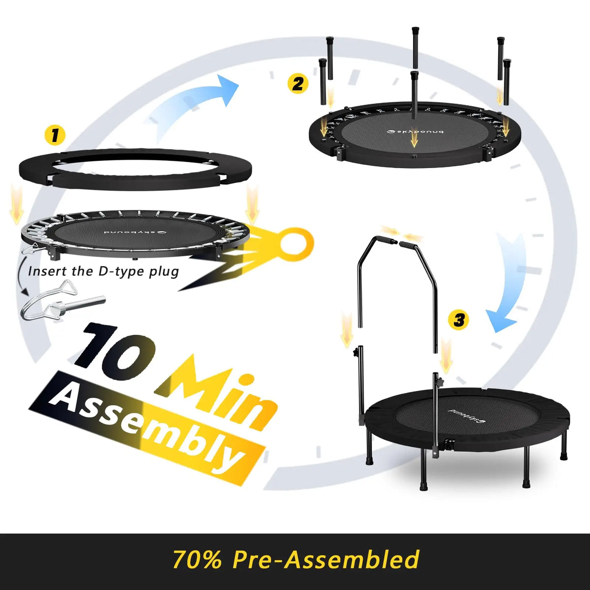40 Inch Foldable Mini Rebounder Trampoline With U Bar