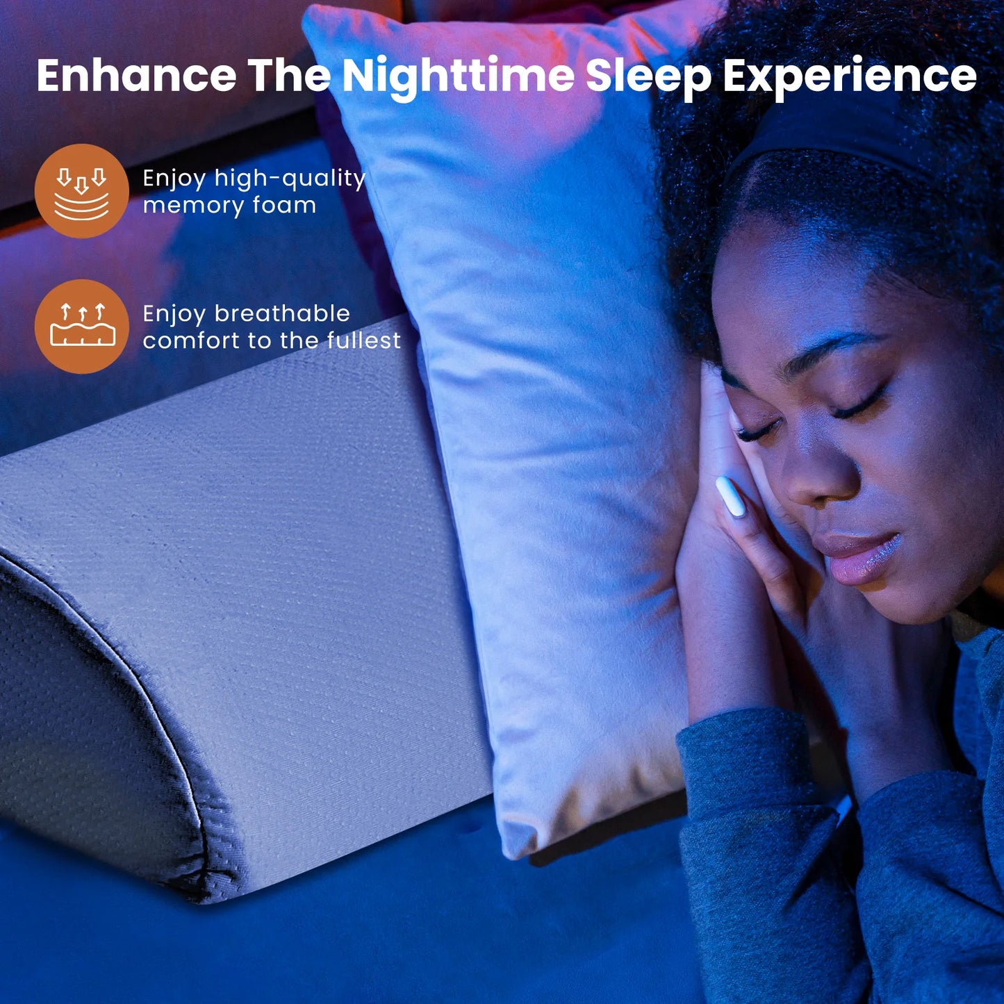 JHK Headboard Wedge Memory Foam Pillow With Removable Cover