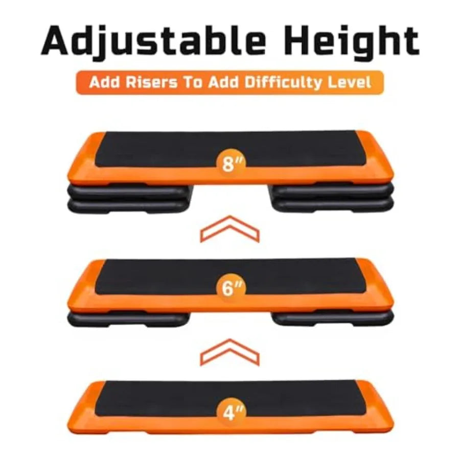 Adjustable Aerobic Step Platform With Stackable Risers For Home Gym