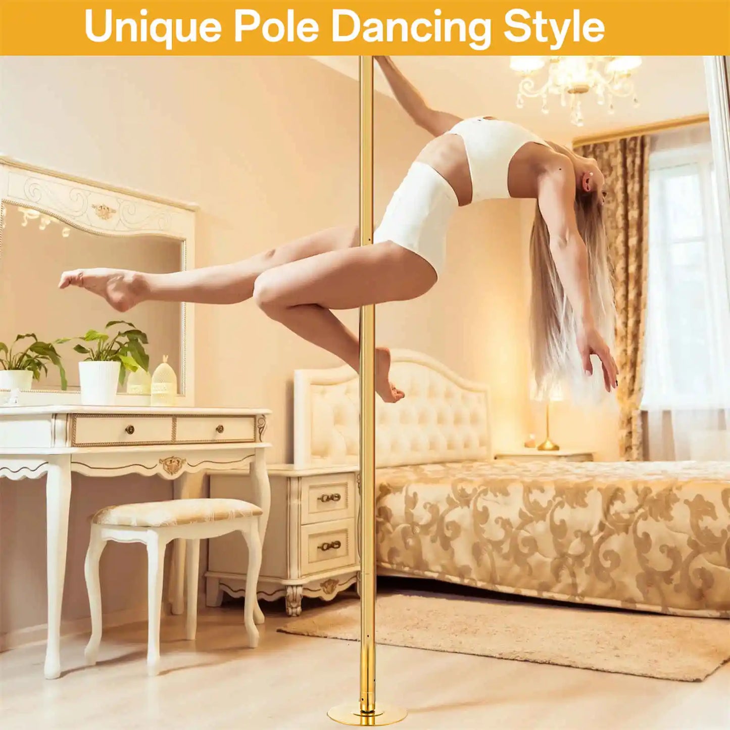 Adjustable Dance Pole Spinning Static Modes Heavy Duty Steel