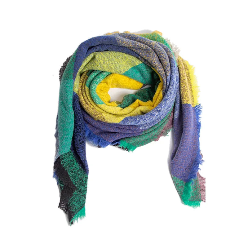 SENAIFEI Women's Triangle Knit Scarf Plaid Pashmina Shawl Wrap