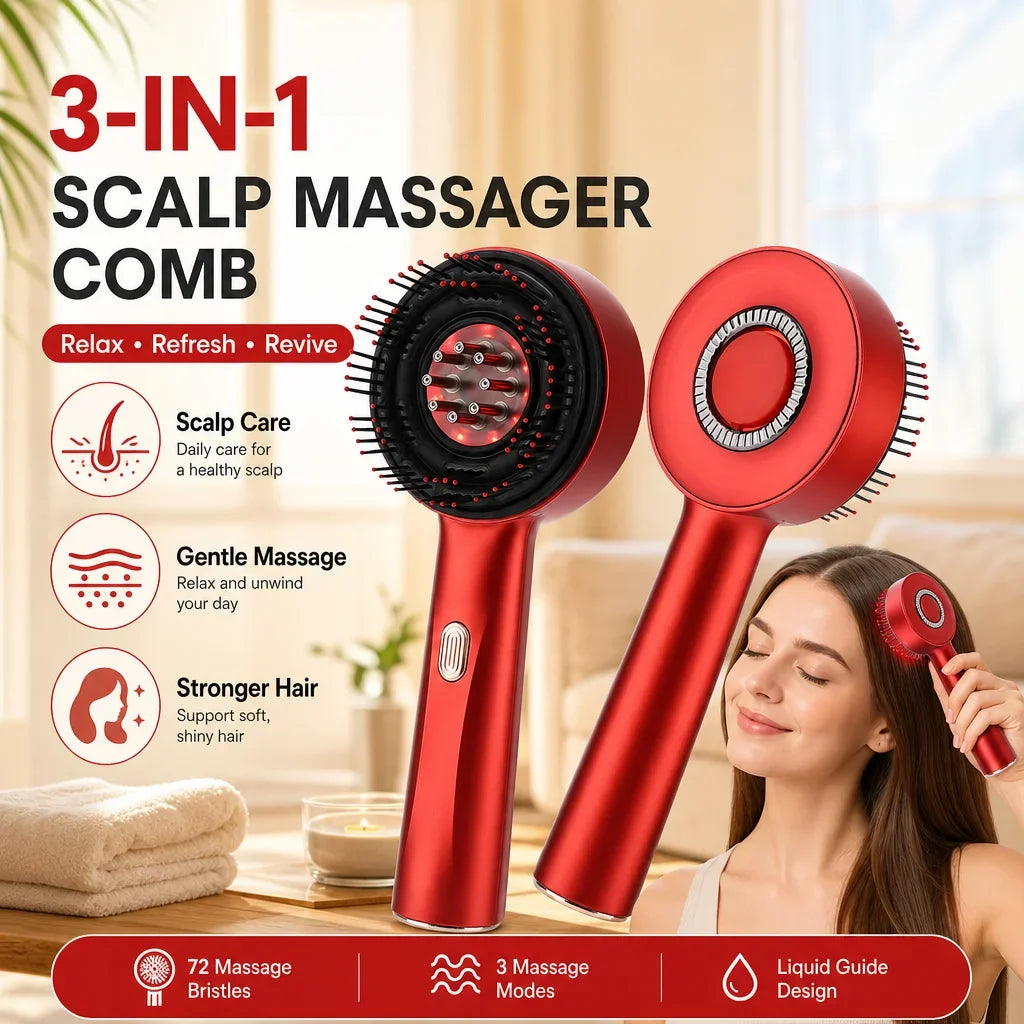AFDEAL Electric Scalp Massager Comb With Light Therapy Device