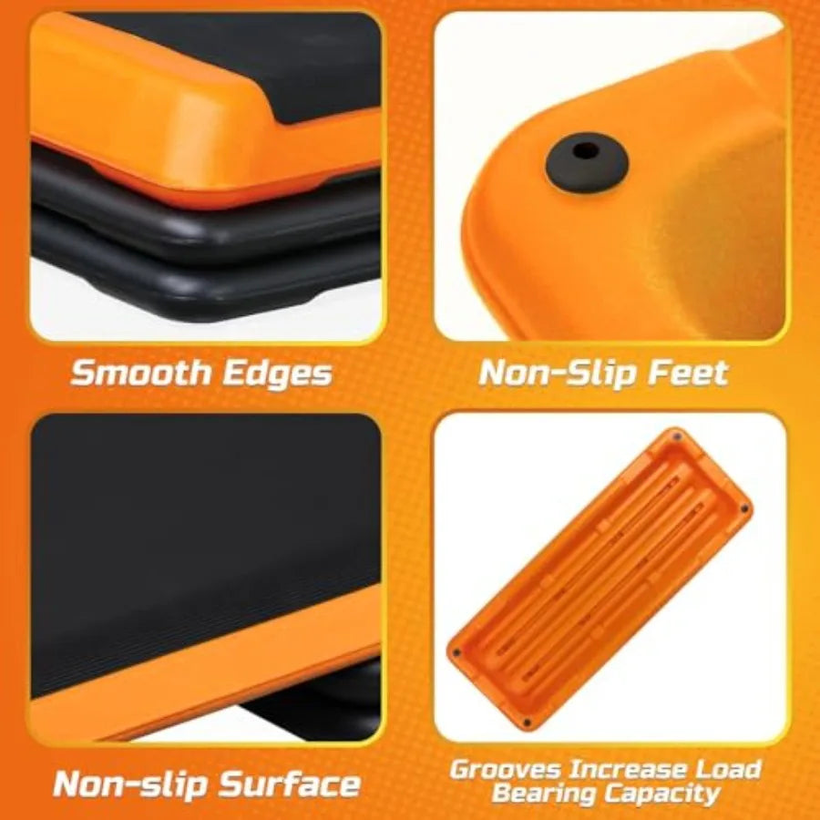 Adjustable Aerobic Step Platform With Stackable Risers For Home Gym