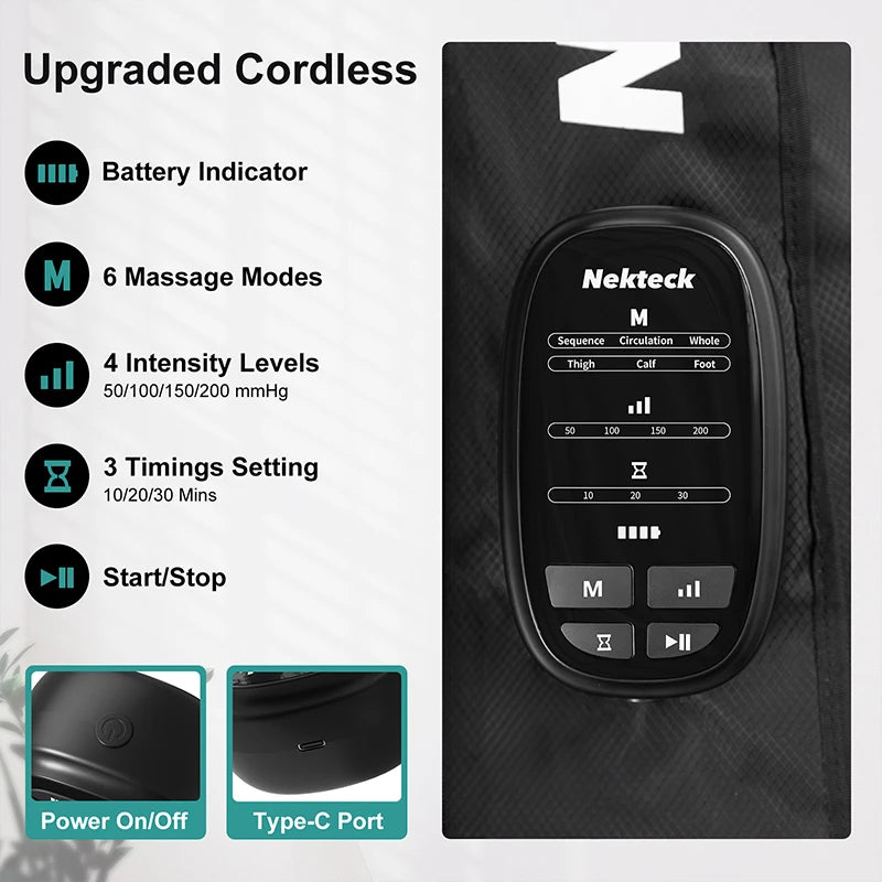 Nekteck Air Pressure Leg Massager Cordless Foot Massage Boots