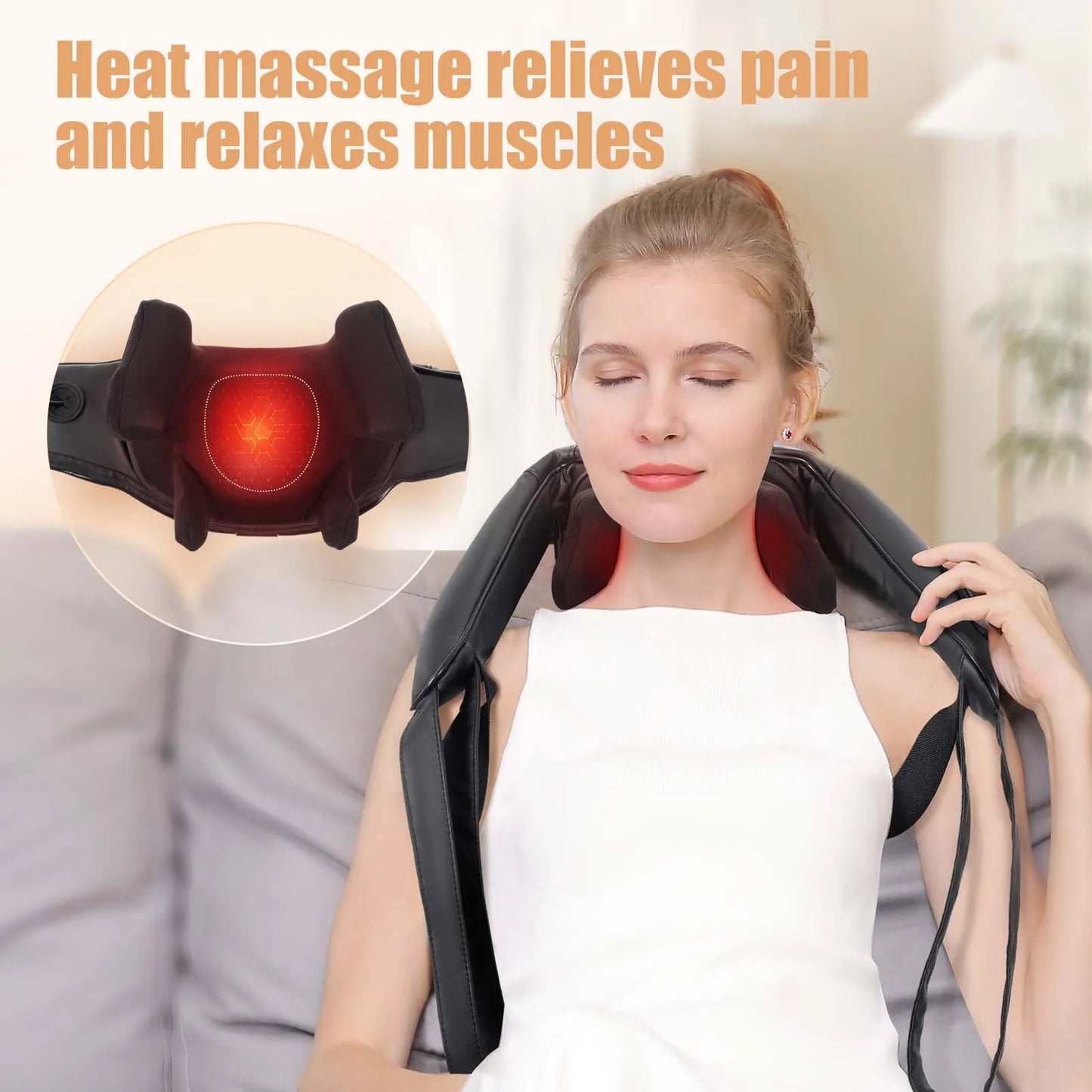 Masgre Shiatsu Back Neck Massager Cordless With Heat 3D Kneading