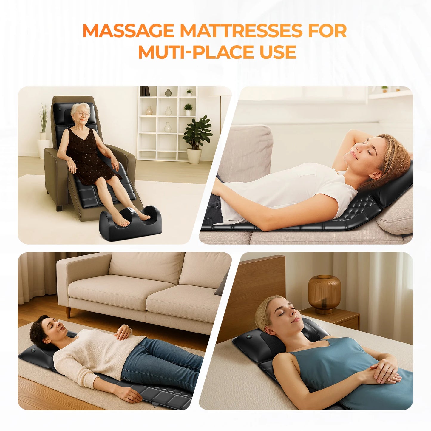 HOMEMASSA Shiatsu Full Body Massage Mat With Heat Vibrating Motors