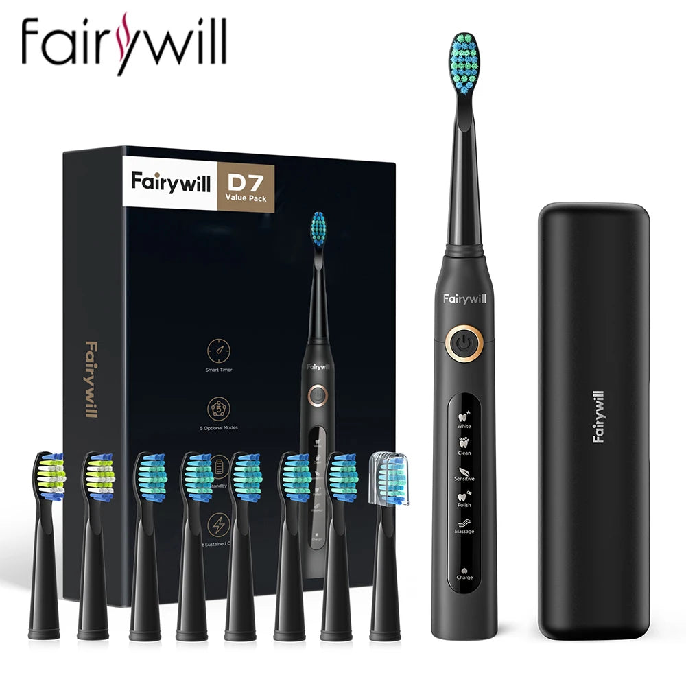Fairywill FW-507 Sonic Electric Toothbrush Waterproof USB Rechargeable