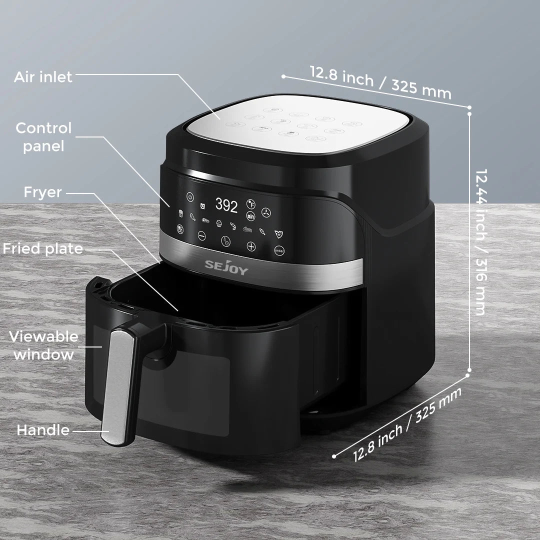 Sejoy 8-In-1 Air Fryer Oilless Cooker Roast Bake Dehydrate Warm