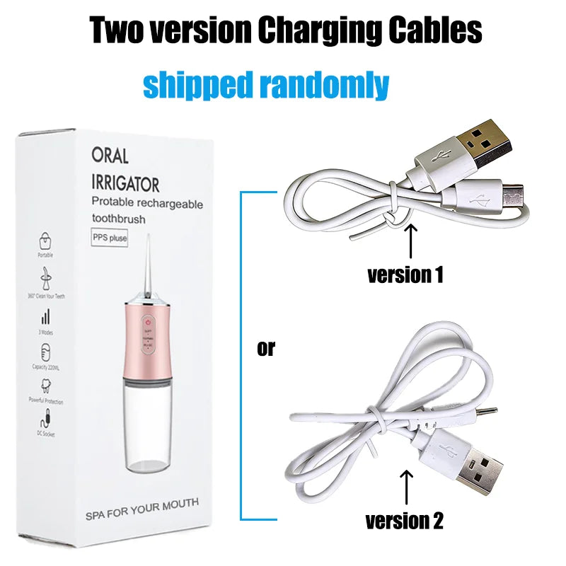 Portable Cordless Dental Water Flosser With 3 Modes IPX7 Waterproof