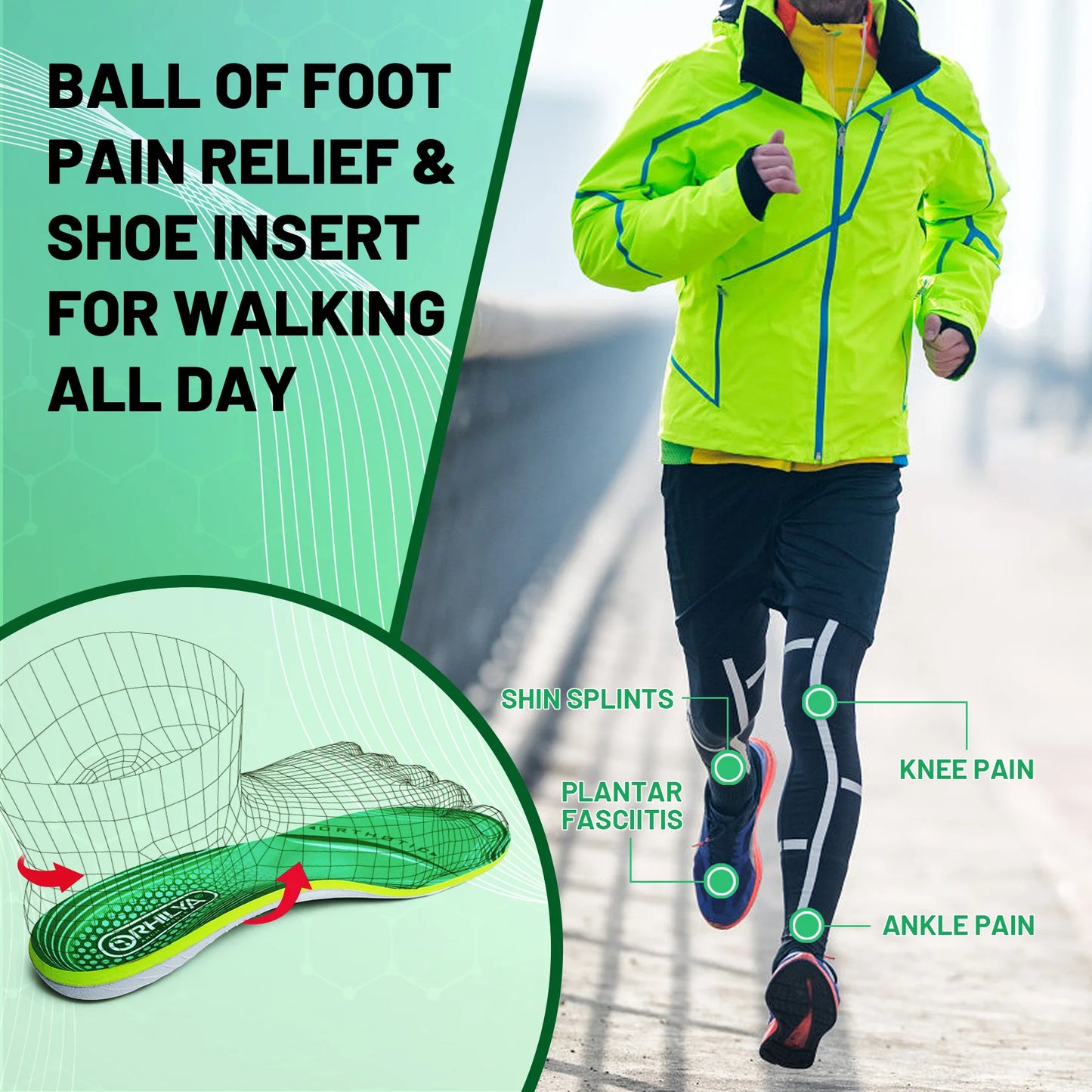 IFITNA Plantar Fasciitis Relief Orthopedic Insole With Arch Support