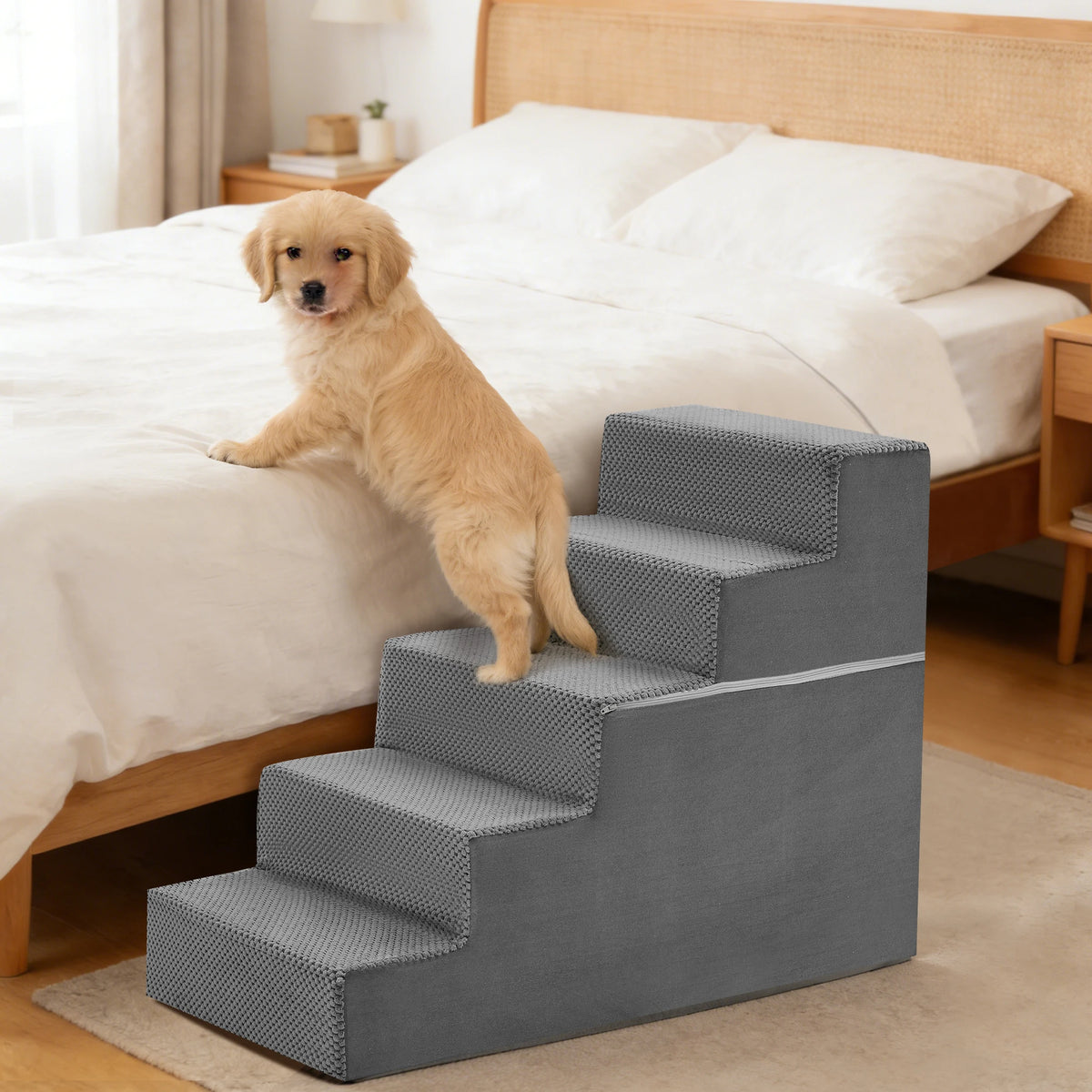 Right Angled Foam Pet Stairs With Non-Slip Surface For Home