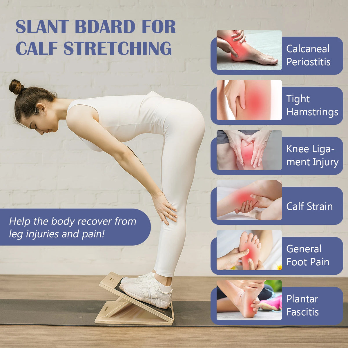 Portable Wooden Incline Stretching Board For Calf And Squat Training