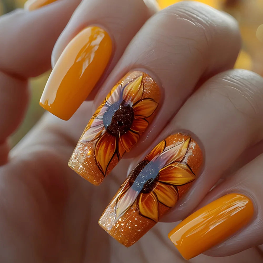24Pcs Reusable ABS Spring Summer Flower Butterfly Bee False Nails