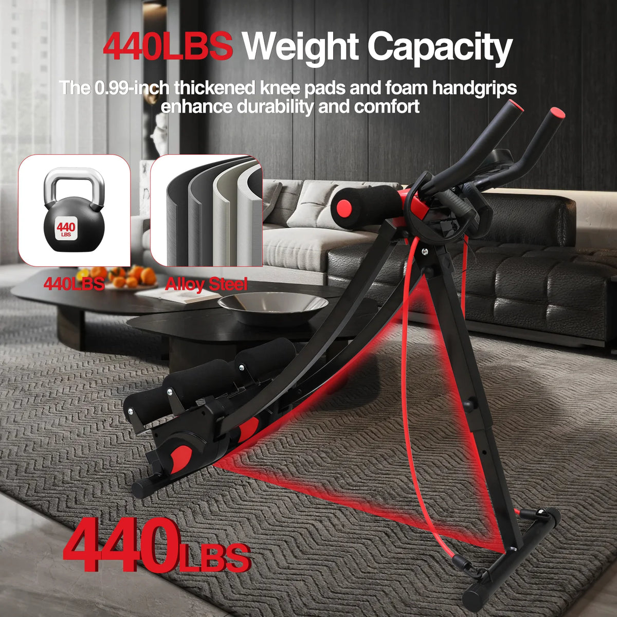 Adjustable Foldable Ab Machine With Digital Display And Resistance Bands