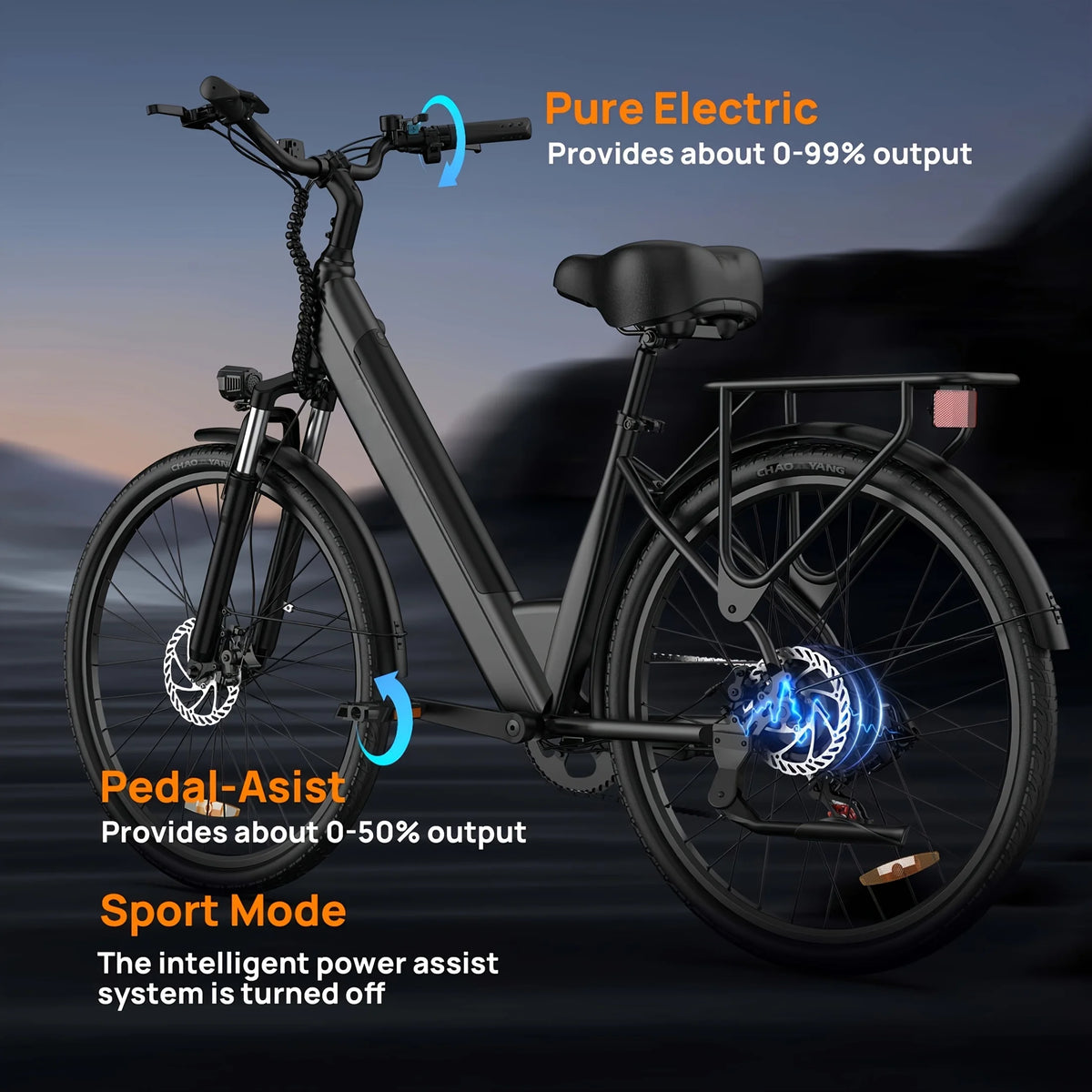 Urlife 750W Electric Bike For Adults Seven Speed Commuter