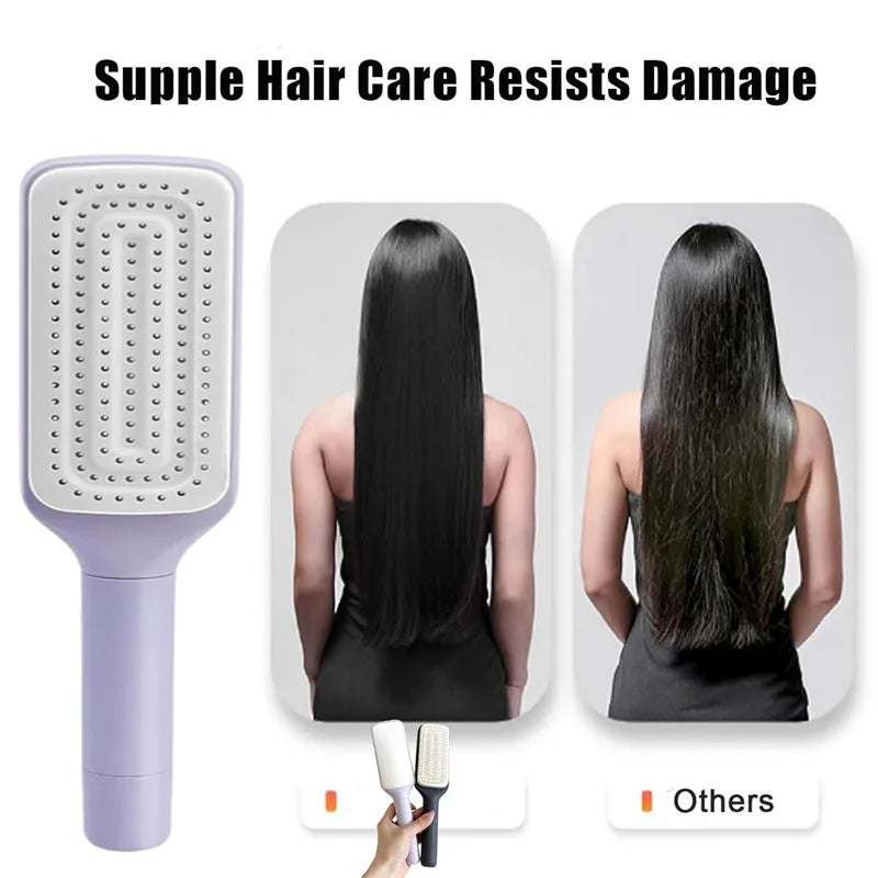 Self Cleaning Rotatable Hair Brush With Air Cushion Massage Comb