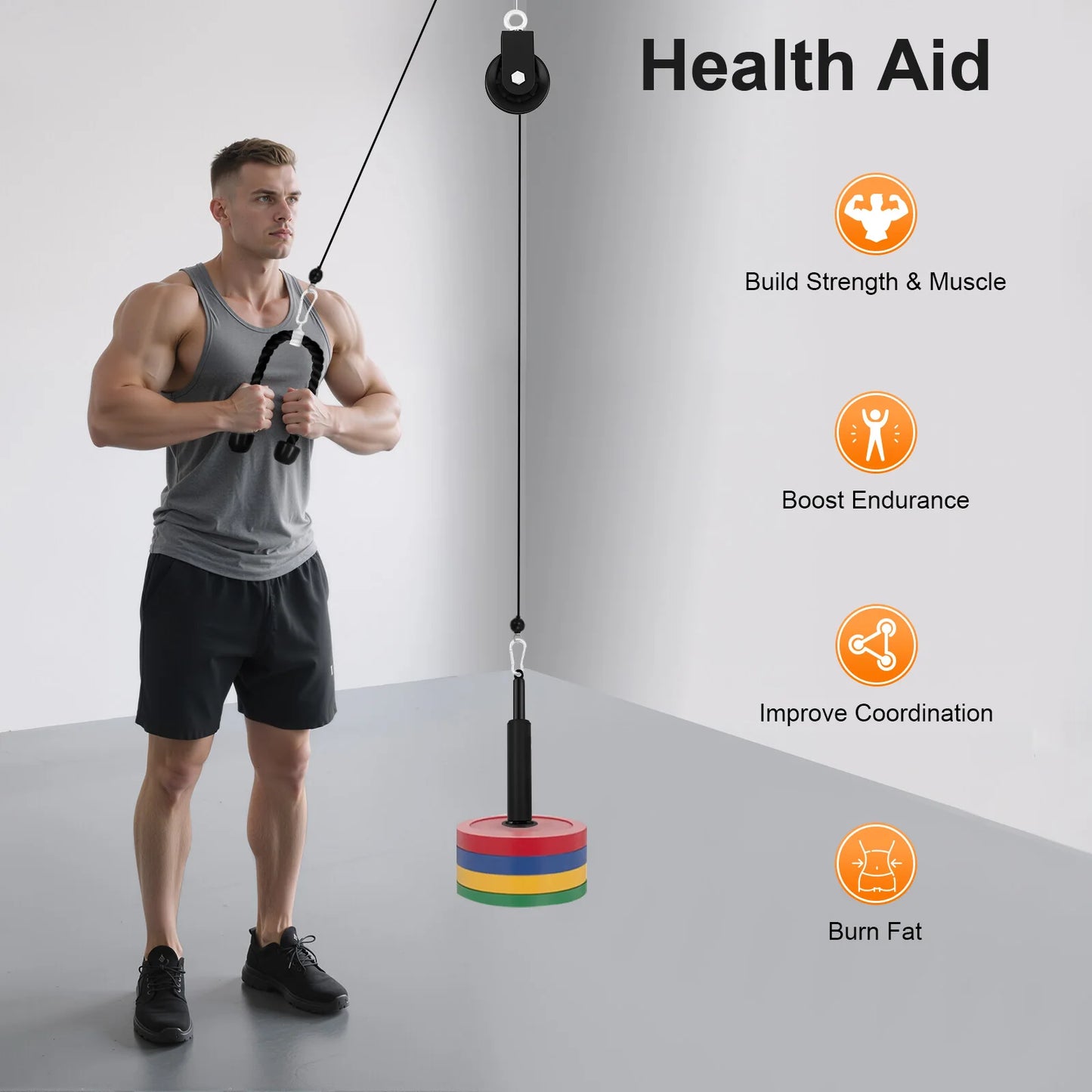 Cable Weight Pulley System For Home Gym Strength Training Equipment
