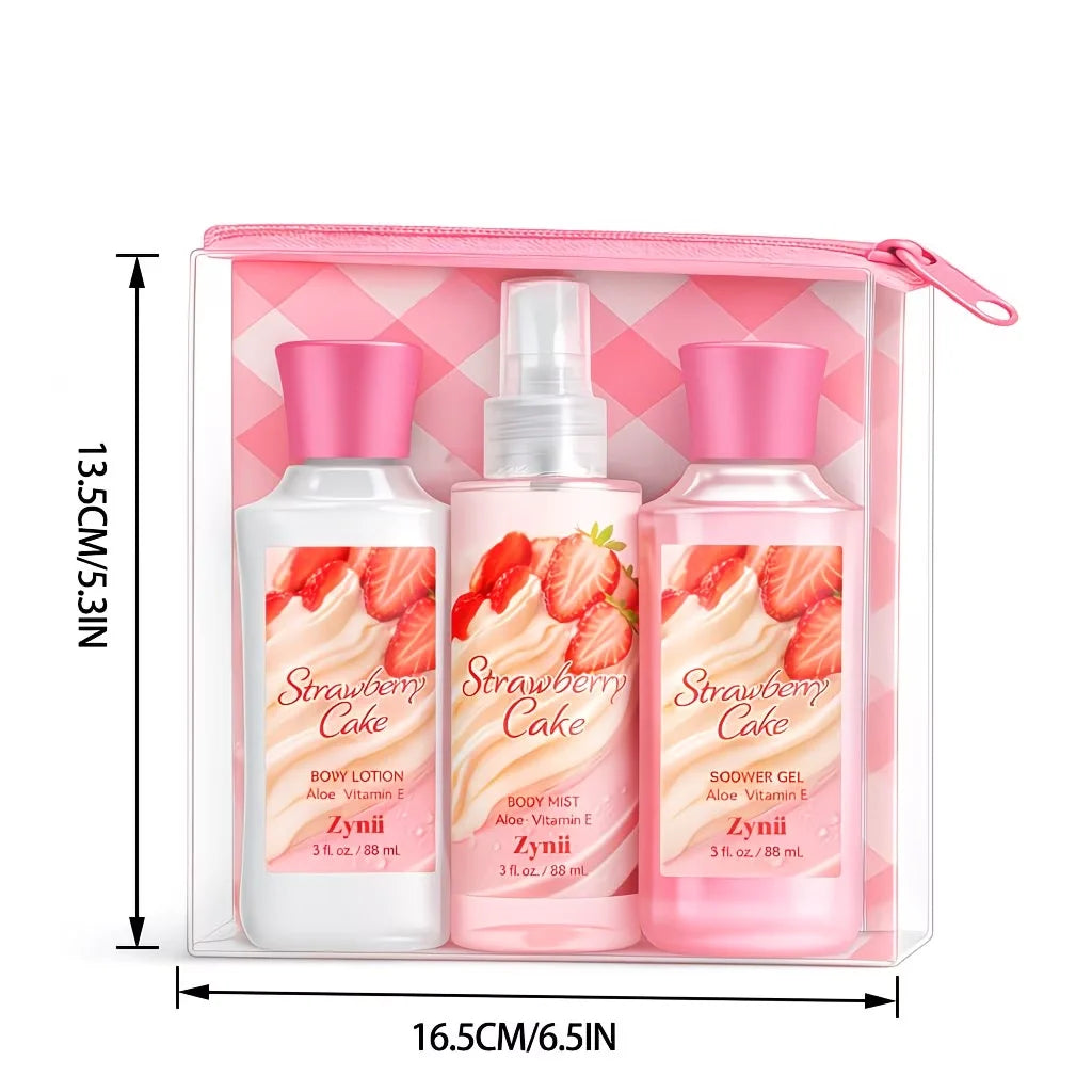 Strawberry Cake Peach And Rose Bath Set Shower Gel Lotion