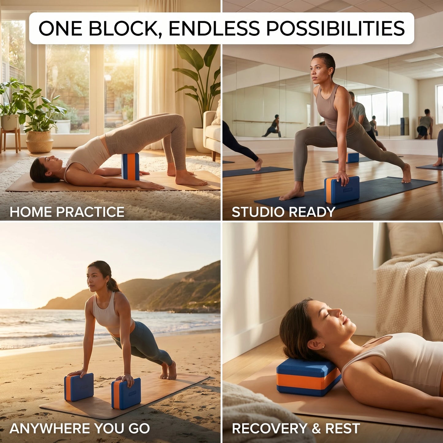 HAPBEAR Yoga Blocks Two Pack High Density EVA Foam