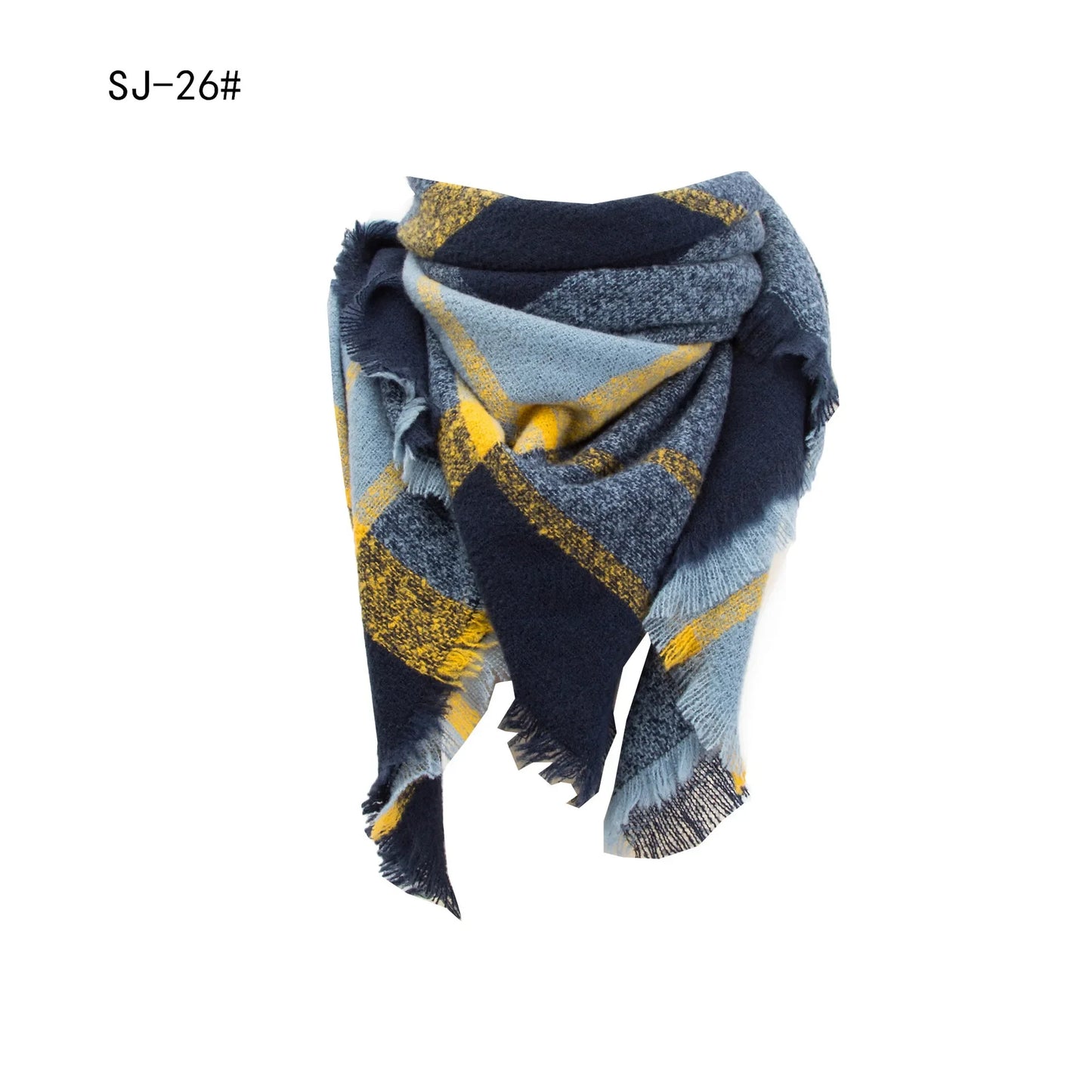 SENAIFEI Women's Triangle Knit Scarf Plaid Pashmina Shawl Wrap