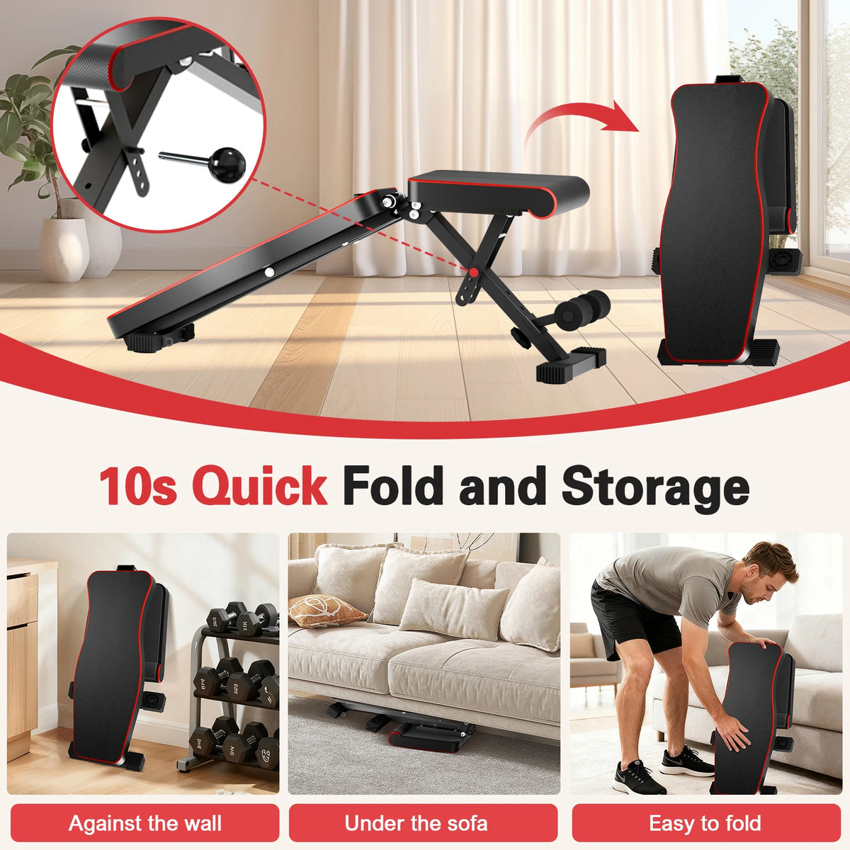 Adjustable Foldable Dumbbell Weight Bench For Full Body Workouts