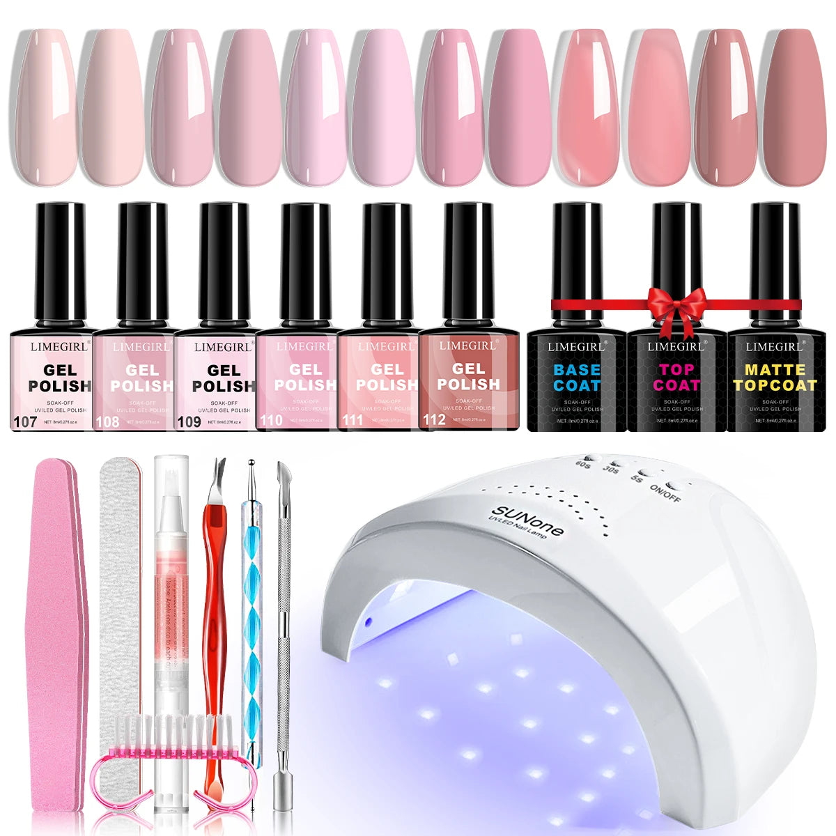 Limegirl Gel Nail Polish Set With UV Lamp Kit Essentials