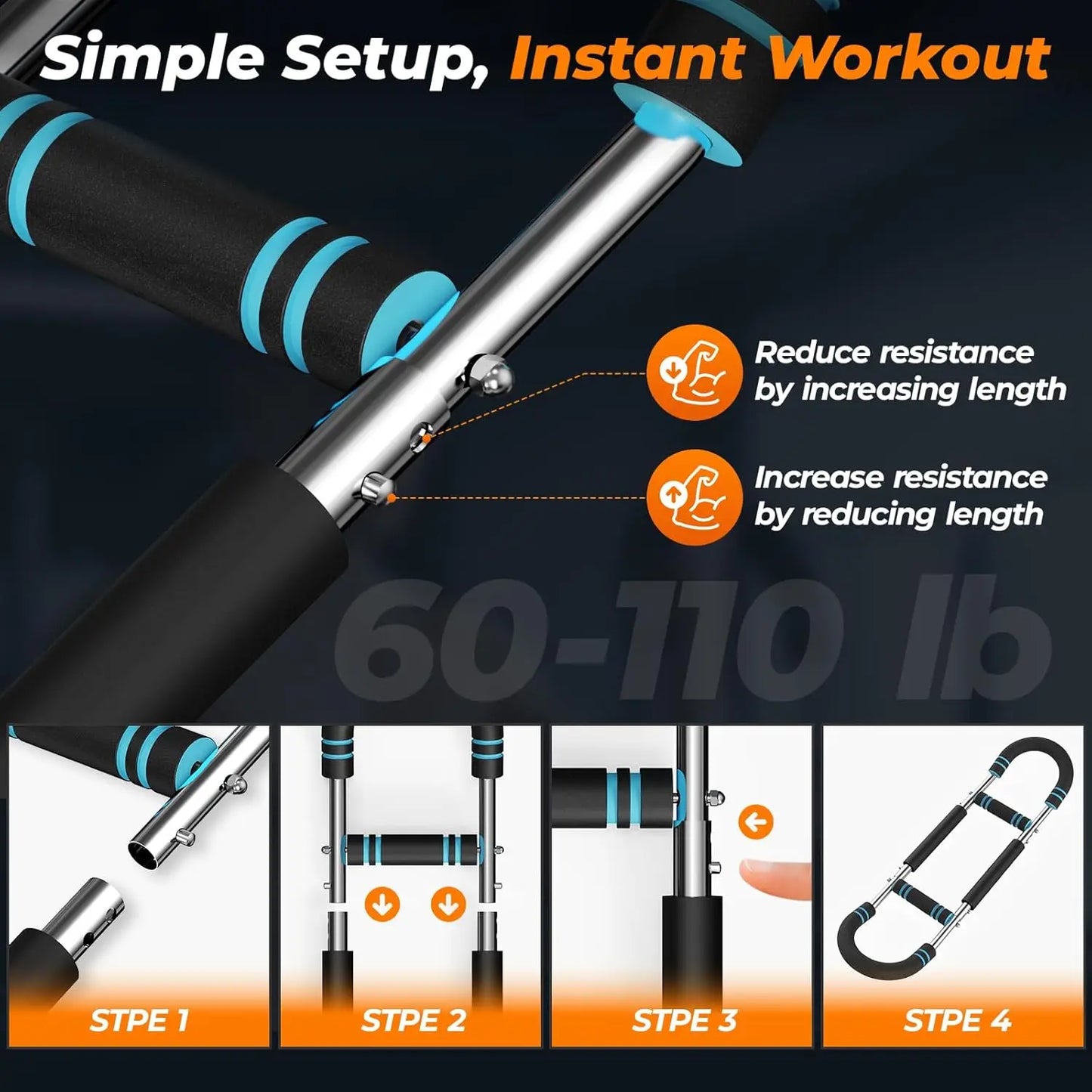 U Shape Arm Exerciser With Adjustable Resistance 60-100 Lb