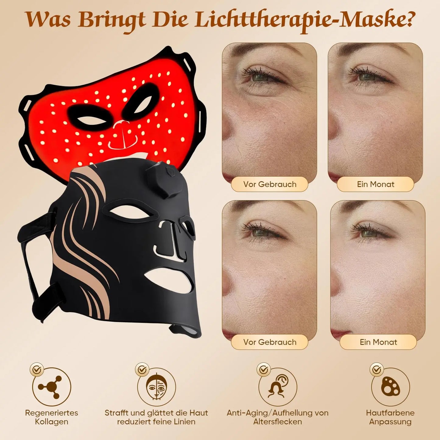 LED Facial Mask With Light Therapy For Anti Aging Acne