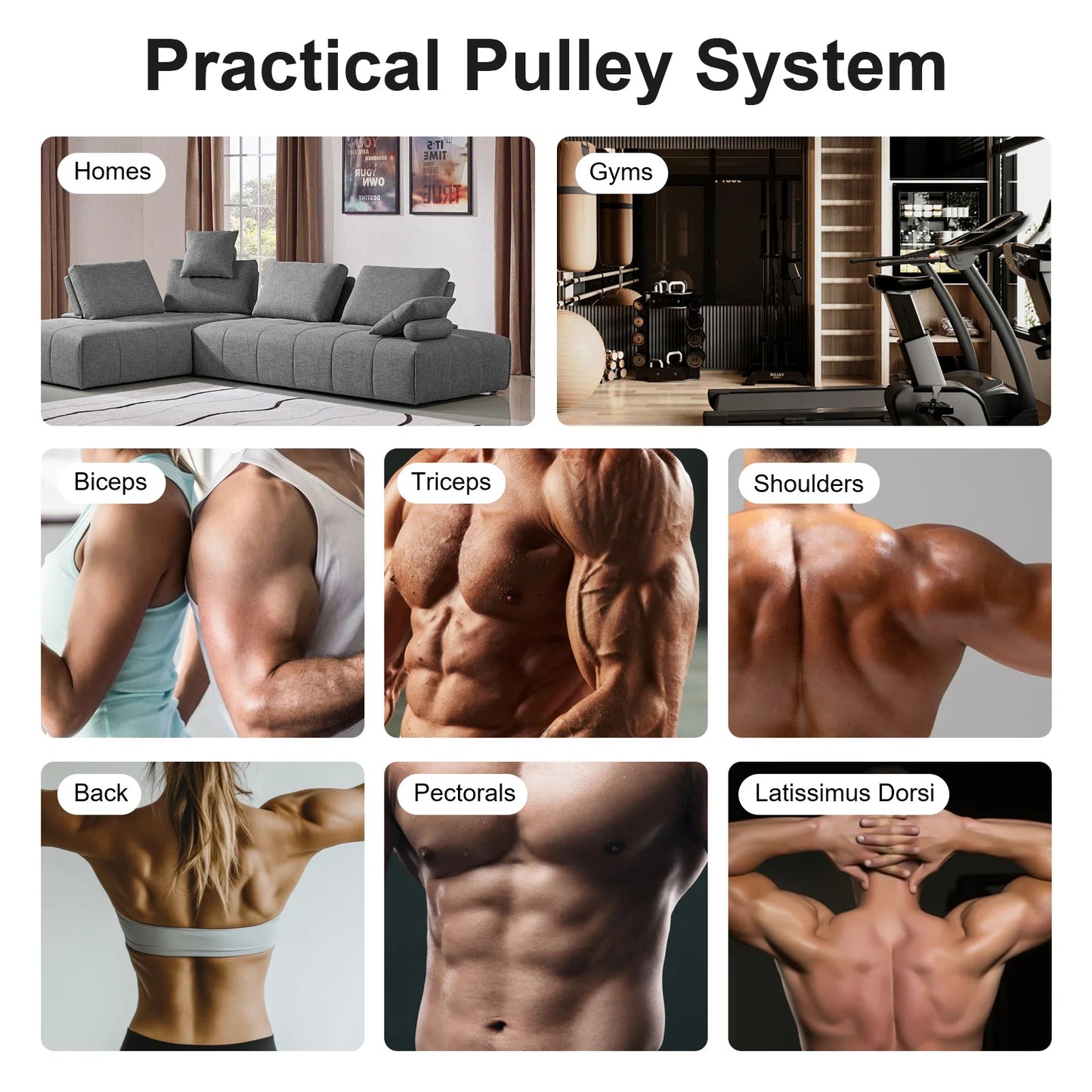 Cable Weight Pulley System For Home Gym Strength Training Equipment