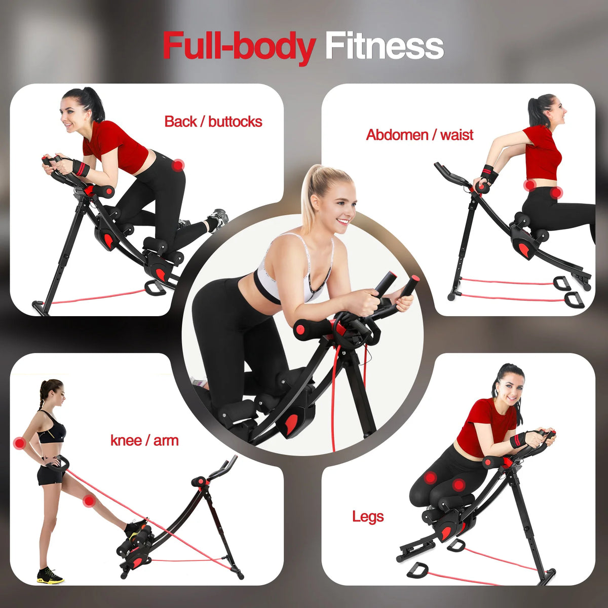 Adjustable Foldable Ab Machine With Digital Display And Resistance Bands