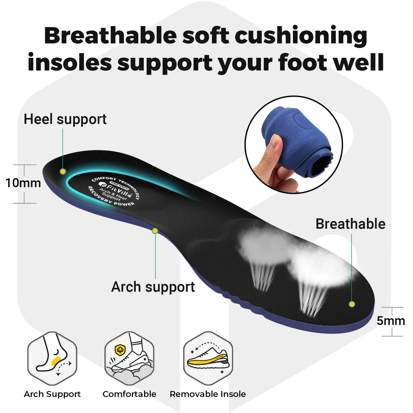 Fitville Men's Wide Sandals Lightweight Diabetic Arch Support