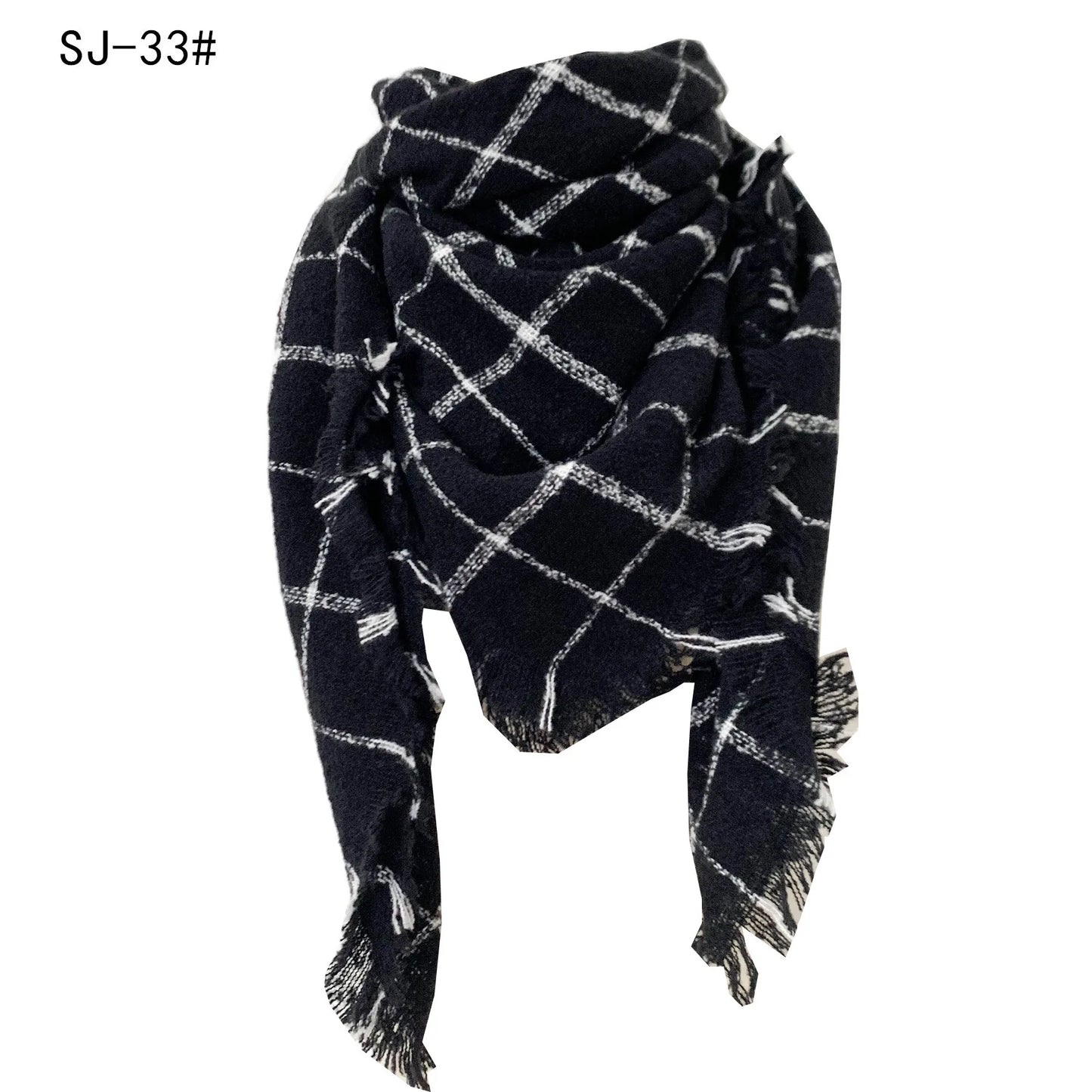 SENAIFEI Women's Triangle Knit Scarf Plaid Pashmina Shawl Wrap