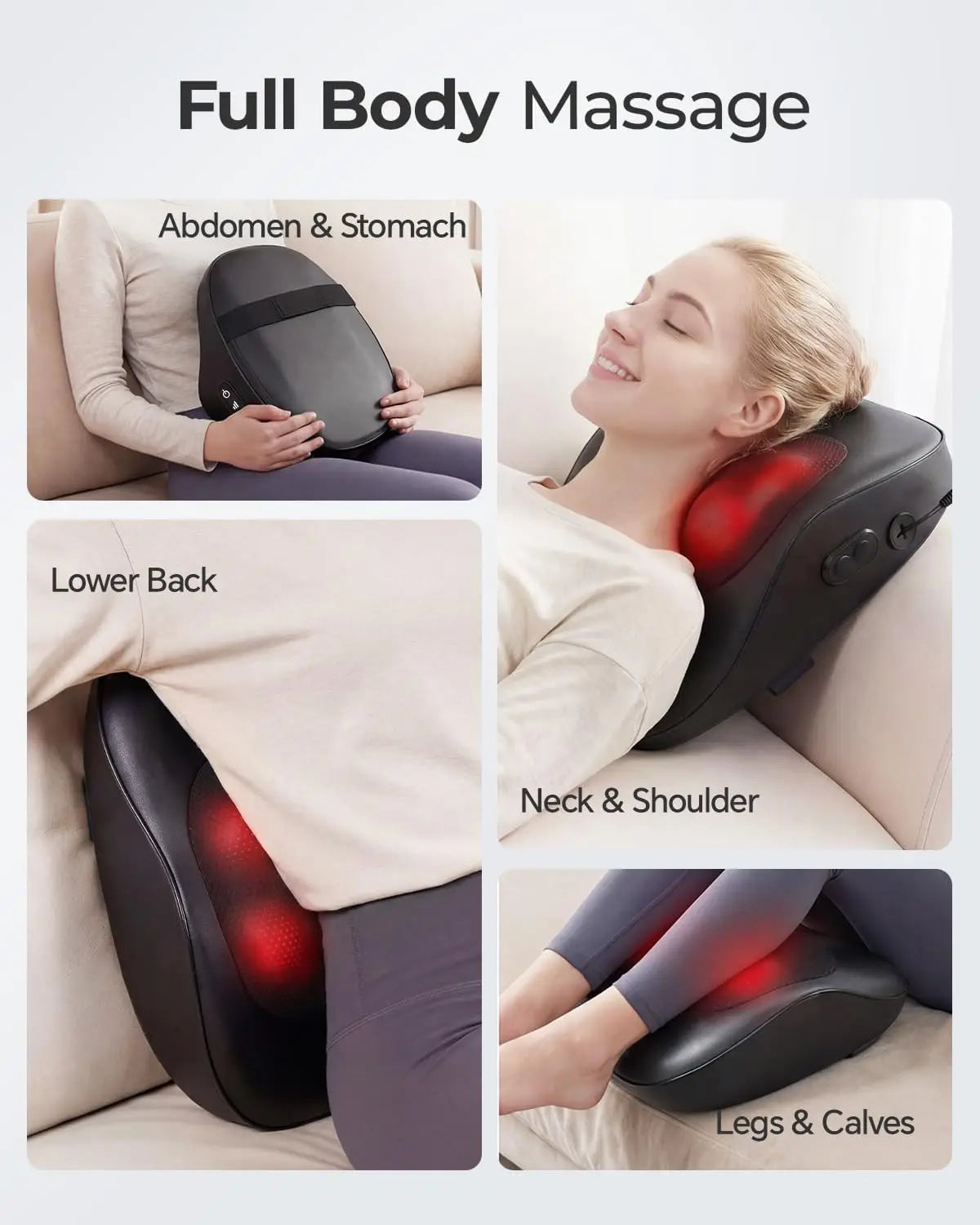 HIMOUTA Electric Neck Massager Pillow With Heat And 3D Kneading