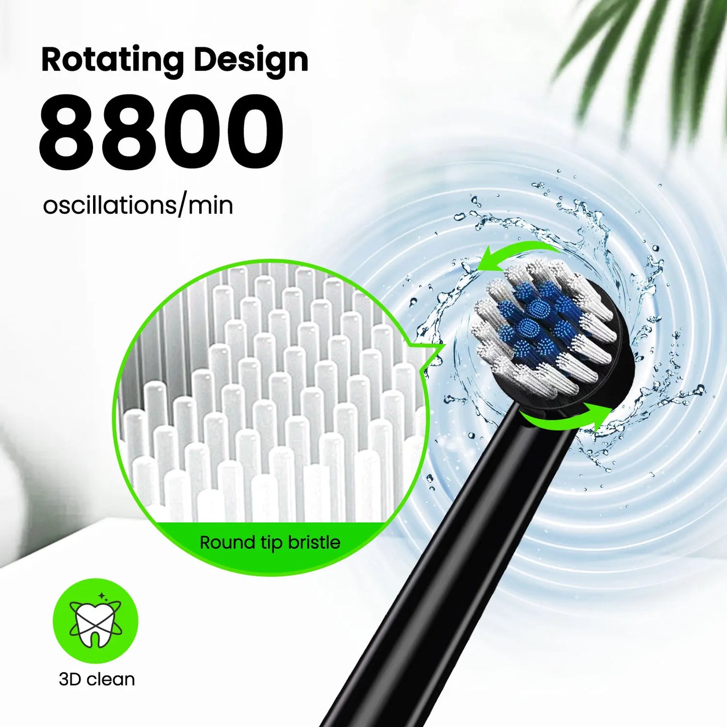 Fairywill T2233 Rechargeable Electric Toothbrush With 4 Replacement Heads