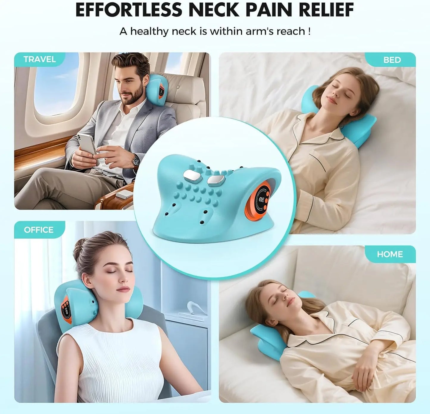 Rechargeable Portable Neck Massager Pillow Shiatsu 3 In 1 With Remote Control