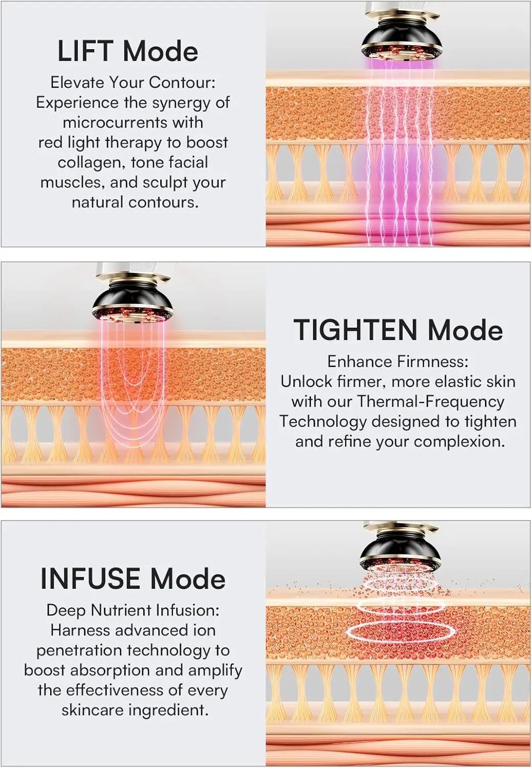 3-In-1 Red Light Facial and Neck Device for Skin Tightening