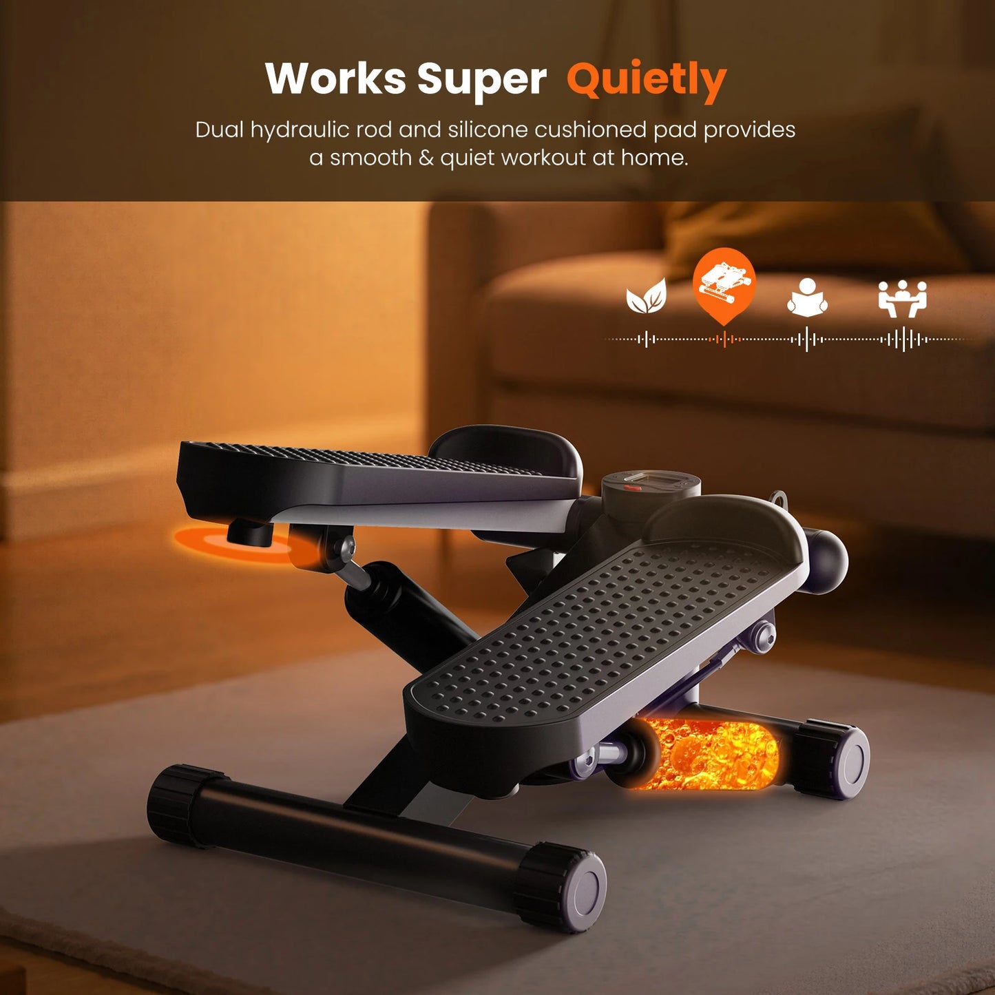 JHK Mini Stepper With Resistance Bands LCD Monitor 300 Lbs
