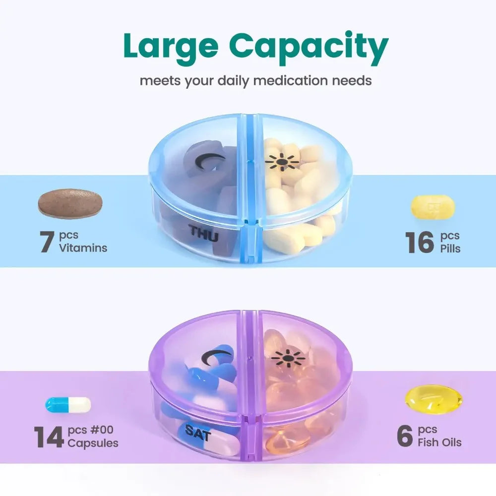 Portable Weekly Medicine Storage Organizer Pill Box