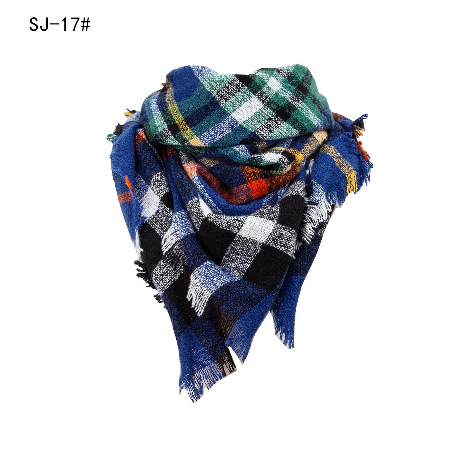 SENAIFEI Women's Triangle Knit Scarf Plaid Pashmina Shawl Wrap