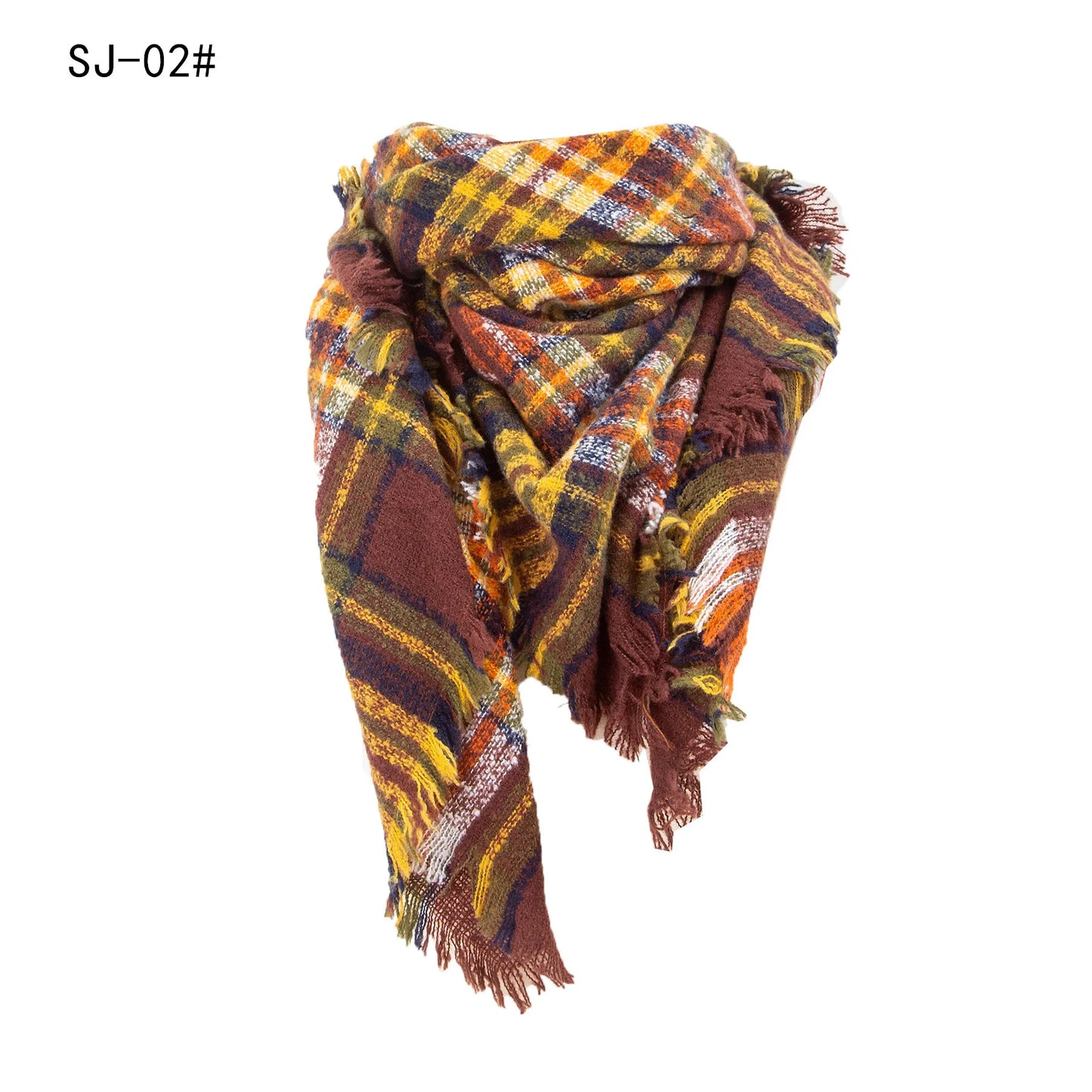 SENAIFEI Women's Triangle Knit Scarf Plaid Pashmina Shawl Wrap