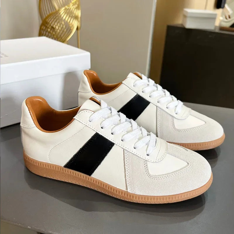 Suede Patchwork Casual Shoes Men Round Toe Lace Up Flats