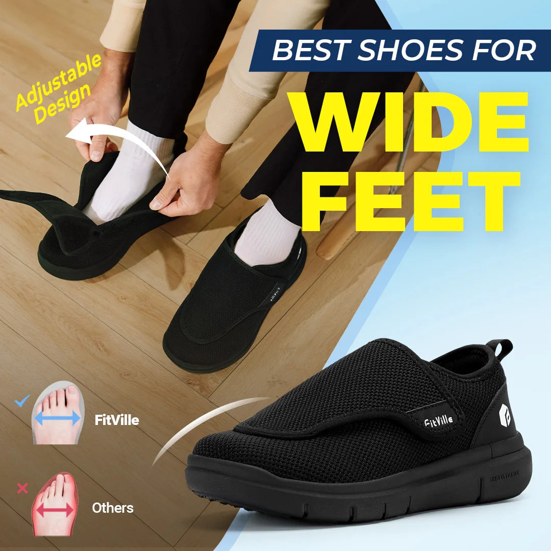 Fitville Extra Wide Men's Diabetic Walking Shoes for Swollen Feet