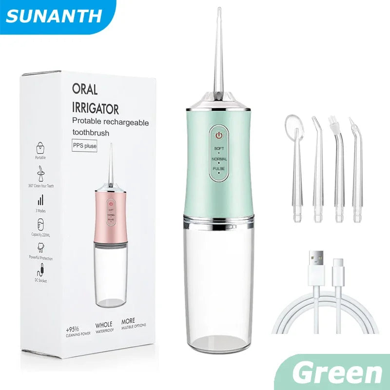 Portable Cordless Dental Water Flosser With 3 Modes IPX7 Waterproof