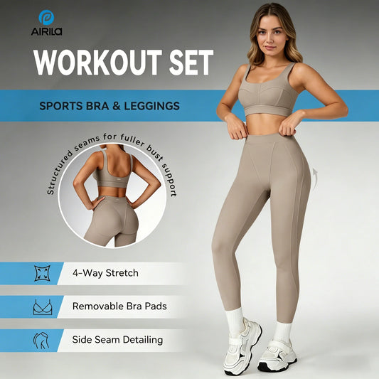 Airila Women 2 Piece Yoga Set Sports Bra Leggings