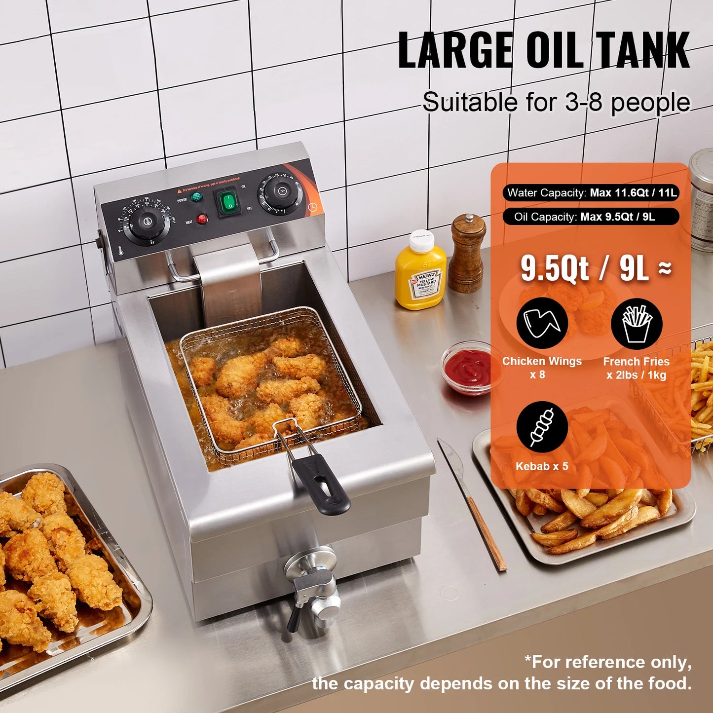 SucceBuy Commercial Deep Fryer Countertop With Time And Temperature Control
