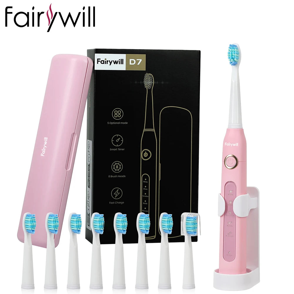 Fairywill FW507 Sonic Electric Toothbrush With 5 Modes USB Charge
