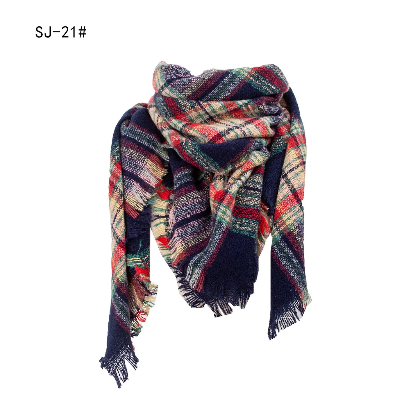 SENAIFEI Women's Triangle Knit Scarf Plaid Pashmina Shawl Wrap