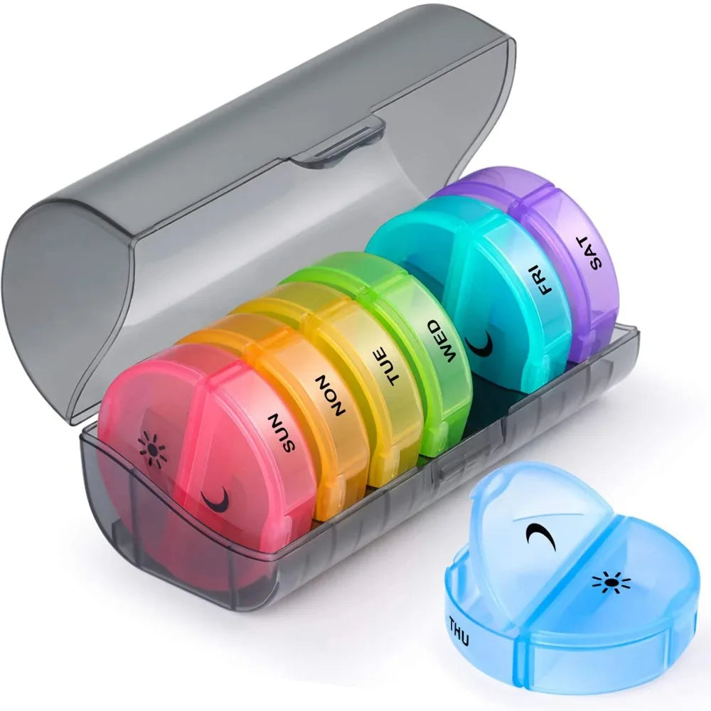 Portable Weekly Medicine Storage Organizer Pill Box